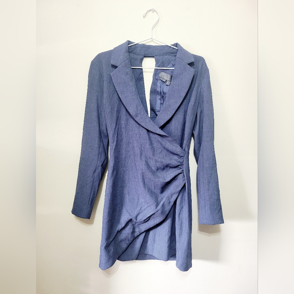 NWT Anthropologie Slate Blue Long Sleeve Blazer Dress
